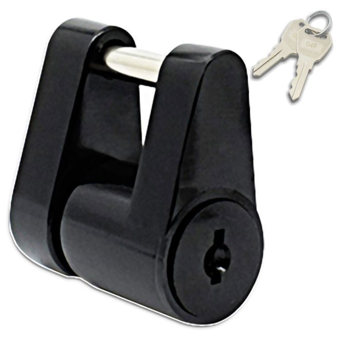 1 set of black zinc alloy trailer hitch locks, with key, anti-theft