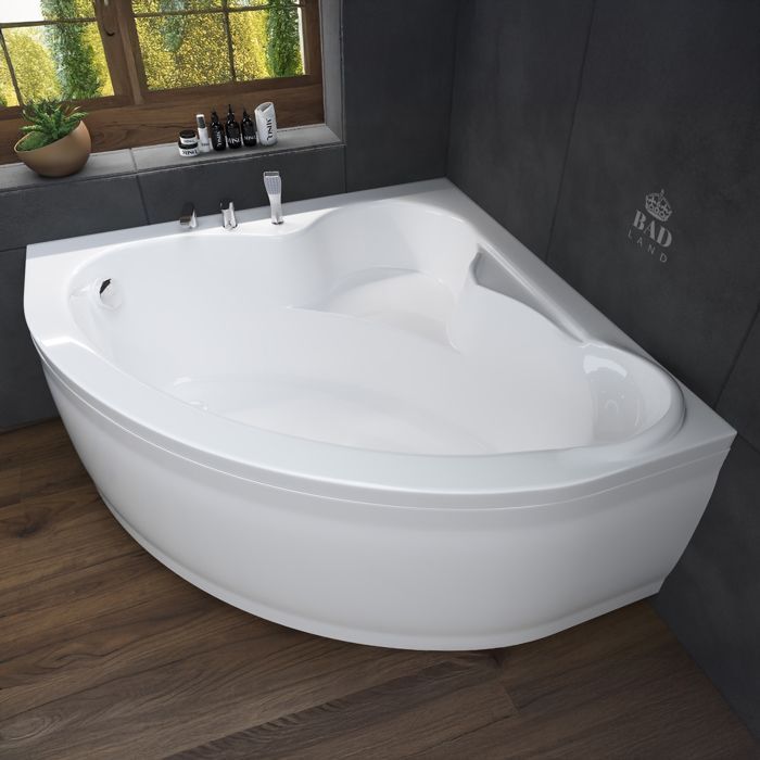 Baignoire Bain d'angle 120x120 + tablier en acrylique Siphon +pieds STANDARD