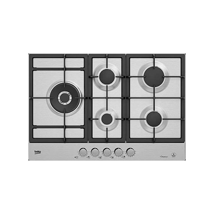 Placa de gas HIAL75226SXE, 5 quemadores, 75 cm, acero inoxidable.