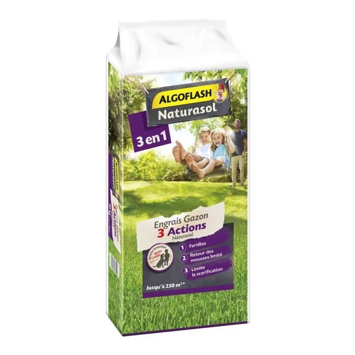 Fertilizante para gramado ALGOFLASH NATURASOL AG3BIO250 3 Ações Naturanid - 10 kg