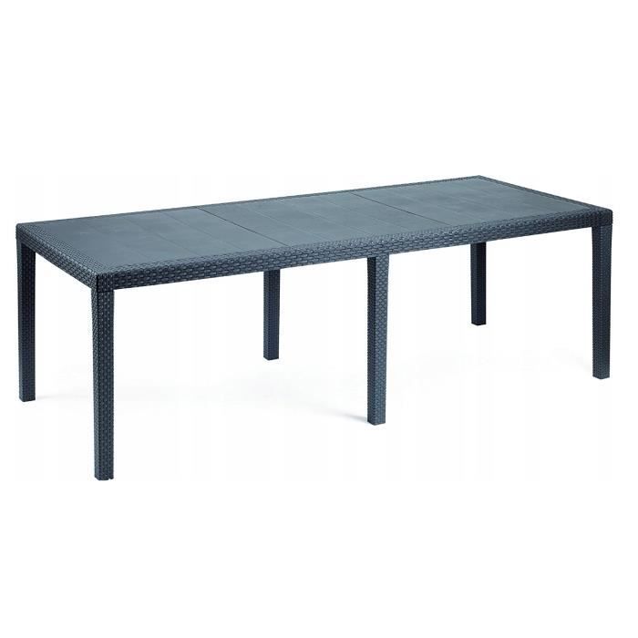 Mesa de exterior Dmora Roma, mesa de comedor rectangular extensible con efecto ratán, 150 x 90 x 72 cm, color antracita.