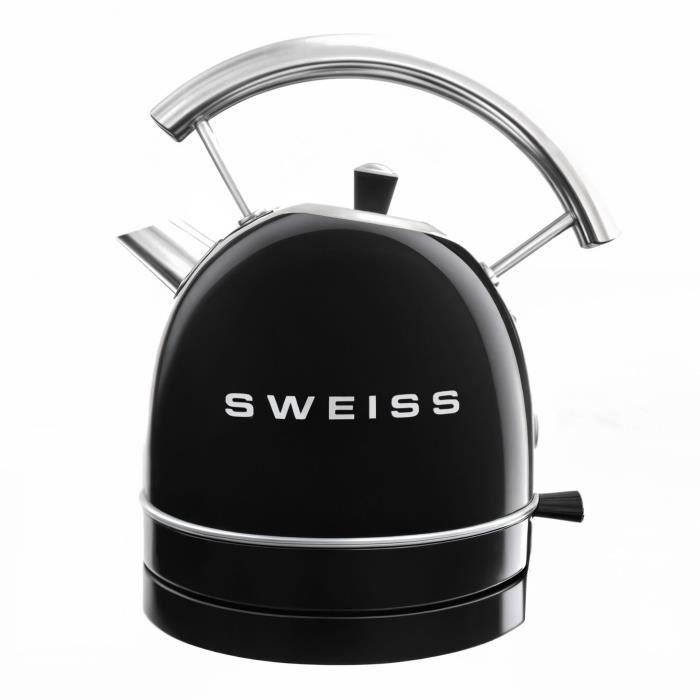 Bouilloire vintage - SWEISS - KTL9 - 2200 W - 1,8 L - Socle 360° - Noir