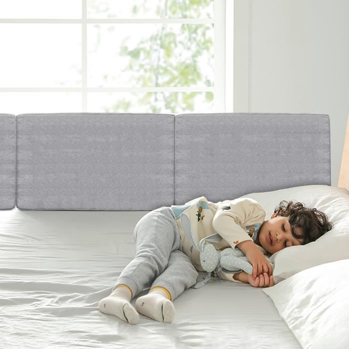 Barandilla de cama ajustable en altura HENGMEI de 60 cm, protección lateral ajustable para cama infantil o de padres, color gris lino.
