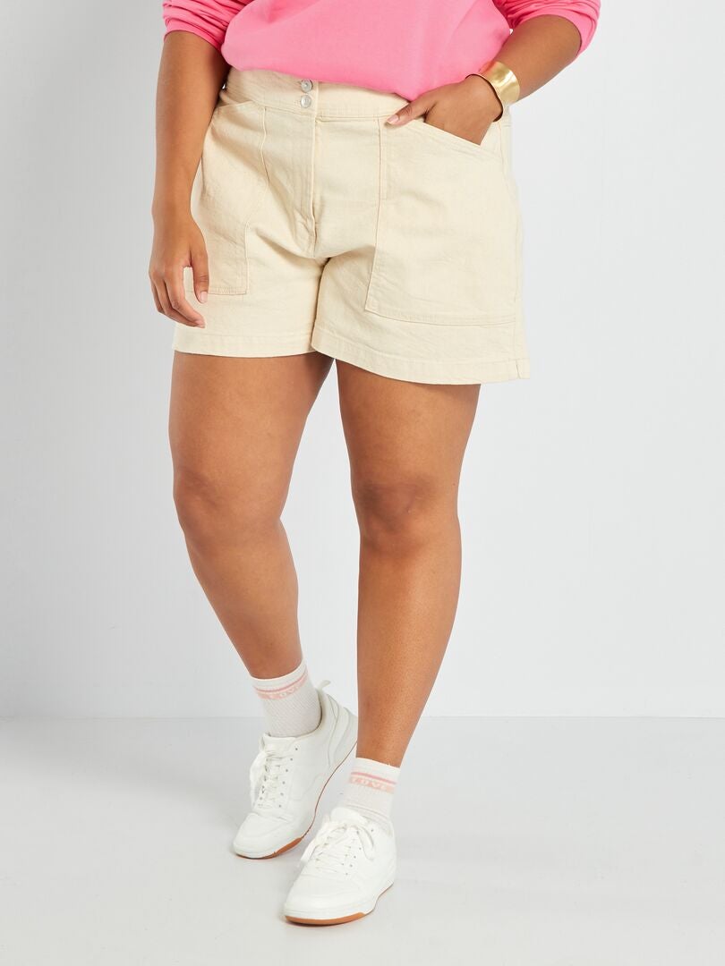 Denim shorts - 2 zakken - BEIGE