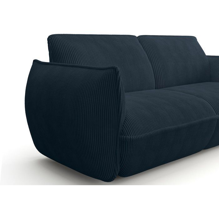 Sofá fixo de 3 lugares - SOFFIO - Tecido azul - 220 x 98 x 83 cm