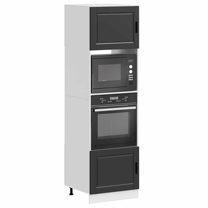 Muebles para horno vidaXL, 2 unidades, Porto, madera de ingeniería negra, 3315052