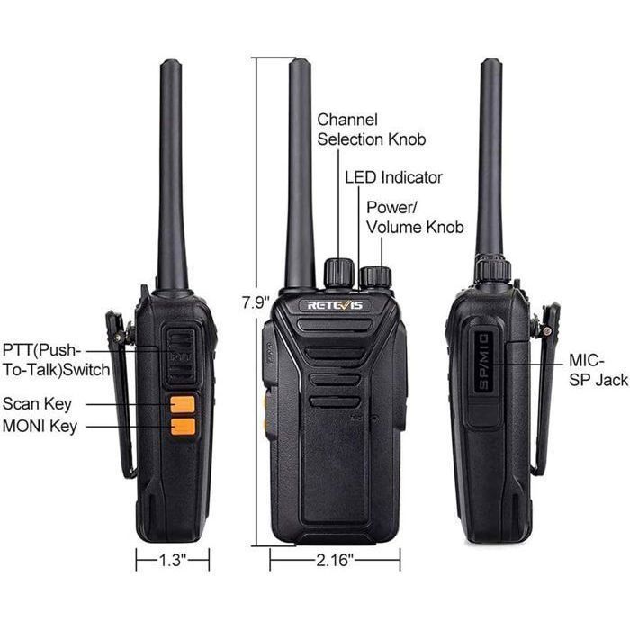 Walkie Talkie profesional Retevis RT27, largo alcance PMR446, sin licencia, 16 canales, para servicios de seguridad, venta al por mayor, 10 unidades.