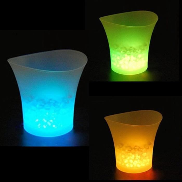 Wine cooler, multicolor new 5L waterproof plastic LED ice bucket, color-coded LED light for bars and nightclubs - Blue #D