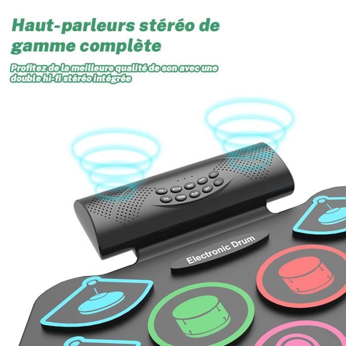 Batería electrónica Bluetooth PIMPIMSKY con 9 parches de tambor ampliados, pantalla a color y conectividad para ordenador.