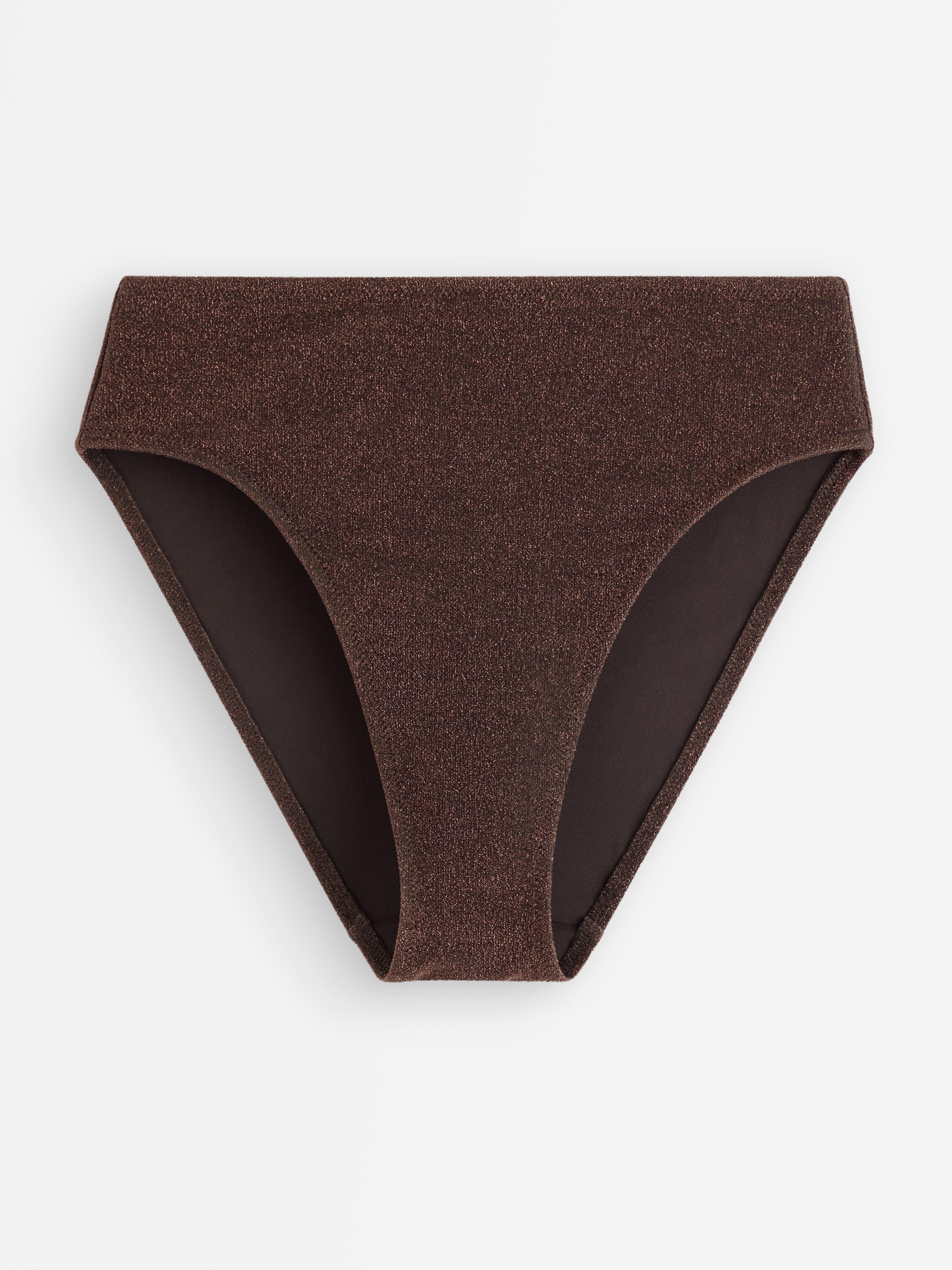 Sutien bikini înalt cu lurex maro închis