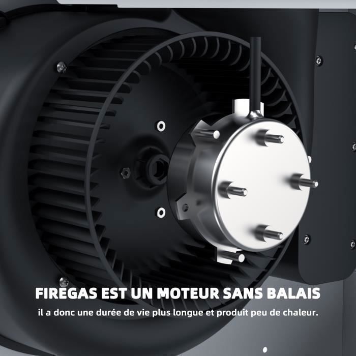 FIREGAS Hotte aspirante 60cm,Moteur Brushless,Économie d'énergie,9 Vitesses,550 m³/h,Blanc,Classe énergétique A+