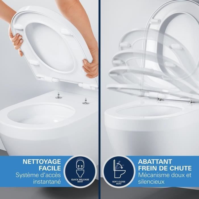 Set WC sospeso compatto - Scarico orizzontale - Senza brida - GROHE Euro Ceramic Triple Vortex (102 486 SH00)