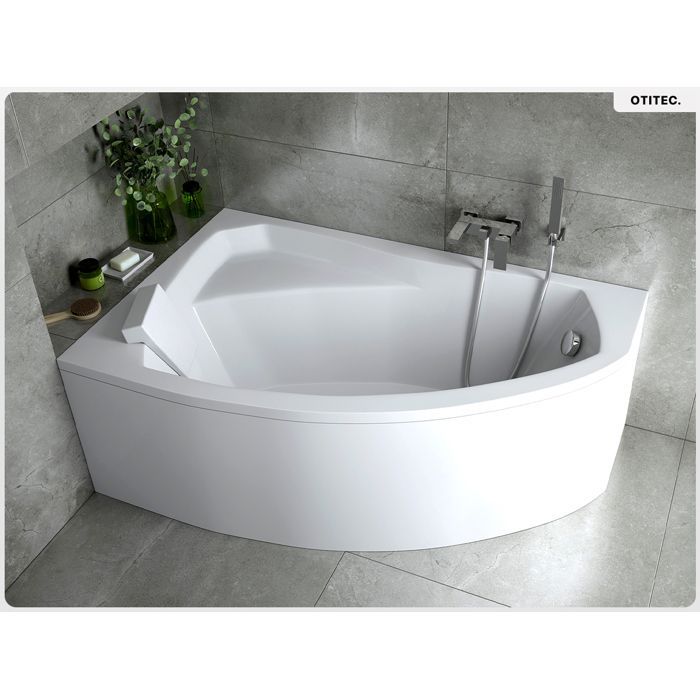 Baignoire asymétrique gauche - OTITEC - RIMA - 130x85 cm - Acrylique - Vidage automatique