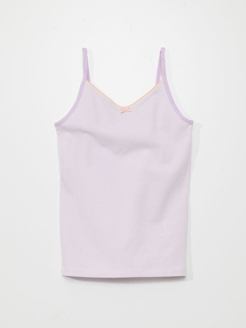 Set van 2 elastische katoenen tanktops - PAARS