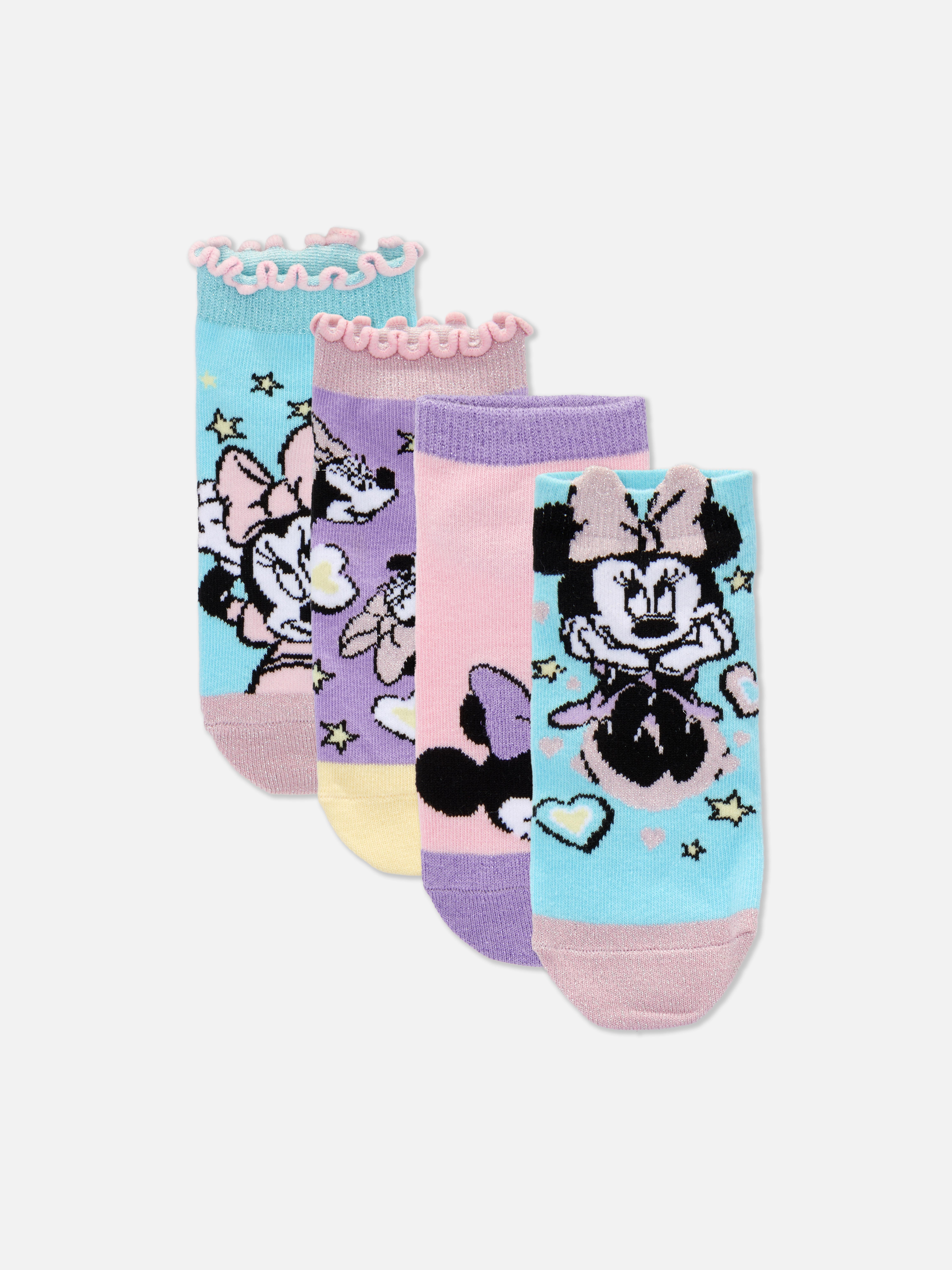 Șosete până la gleznă de la Disney Minnie Mouse, 4 perechi Un pachet multiplu de șosete până la gleznă cu modele Minnie Mouse