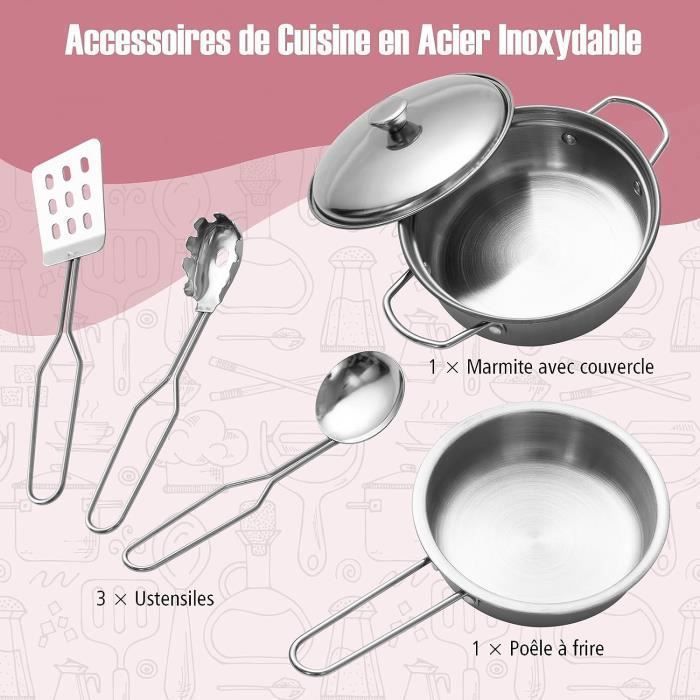 Cocina de juguete de madera COSTWAY para niños de 3 años en adelante - 5 accesorios, efectos de sonido y luz con teléfono, rosa