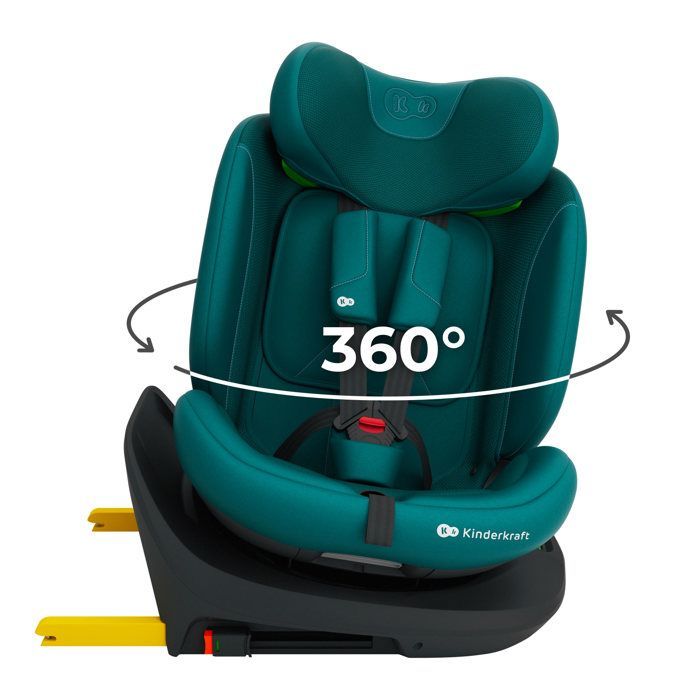 Silla de coche Kinderkraft I-GROW 2 PLUS 4 en 1, 40-150 cm, i-Size, RWF, FWF, SPS+, AIR FLOW, respaldo reclinable, arnés ajustable, color verde.