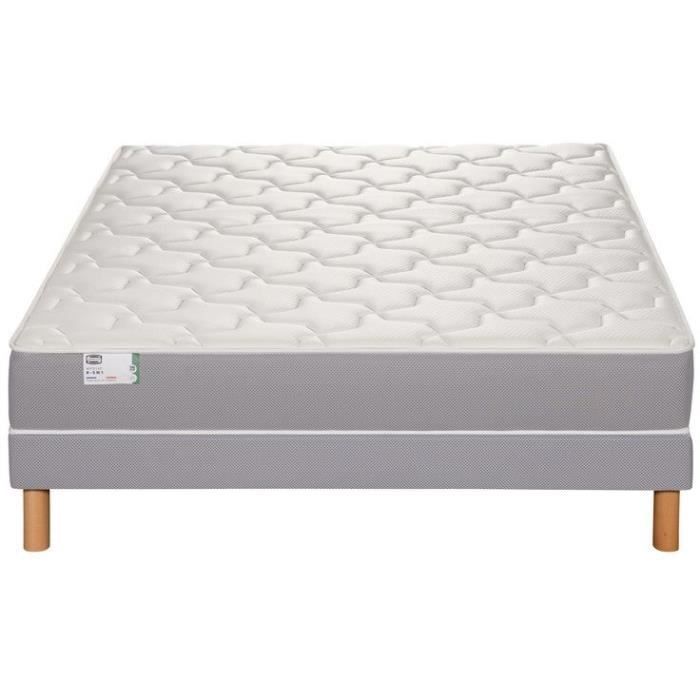 Conjunto de colchón y base de cama SIMMONS de 140 x 190 cm y 22 cm de altura - Muelles ensacados Fullspring - Fabricado en Francia - R-SW1