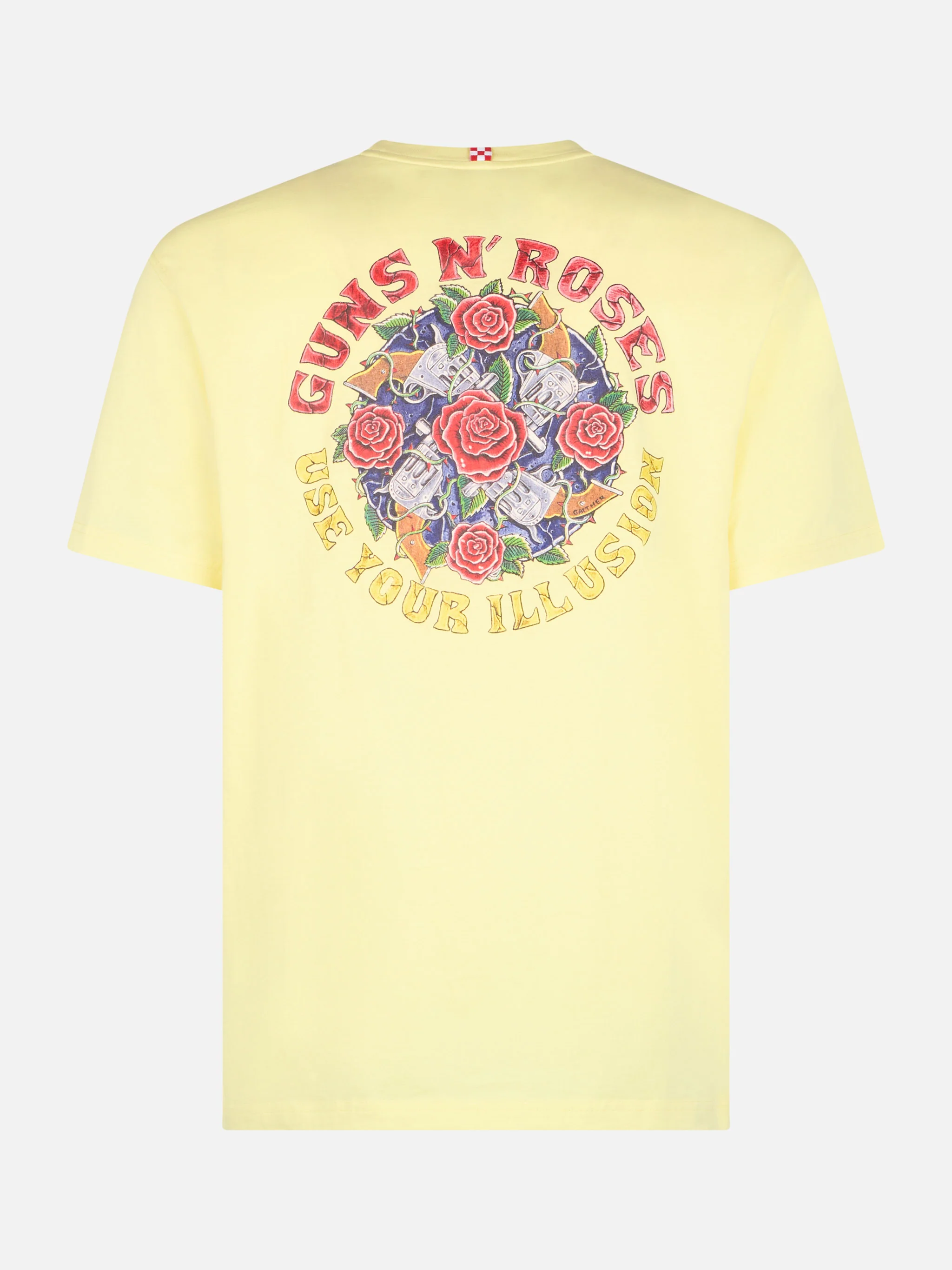 Heren katoenen T-shirt met Guns n' Roses-print op de voorkant.