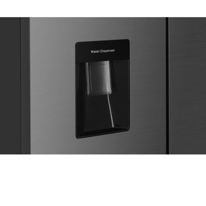Frigorífico de 4 puertas con dispensador de agua - 464 L - Total No Frost - 79 cm de ancho x 180 cm de alto - Acero inoxidable - Clase energética D
