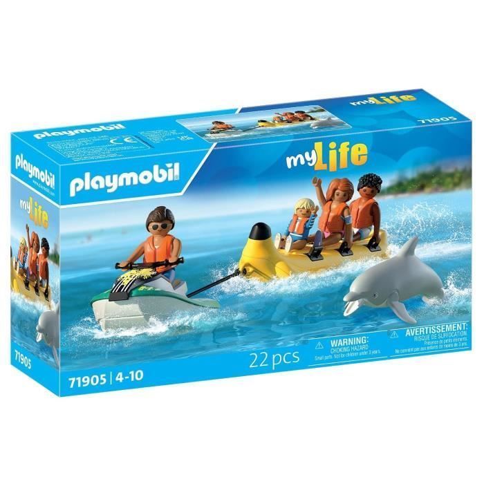 Playmobil 71905 Scooter des mers, banane tractée & 4 personnages, My Life Vacances à la plage, 22 pièces, dès 4 ans