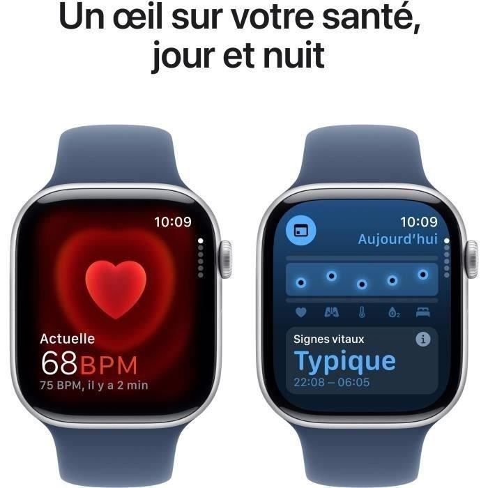 Apple Watch Series 10 GPS - 46 mm - Aluminio plateado - Correa de mezclilla S/M (2024) - Reacondicionado - Excelente estado