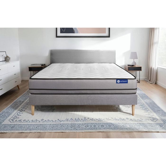 Conjunto de colchón y base de cama de 140x200 cm - Base de cama gris (requiere montaje) - Actimemo Night
