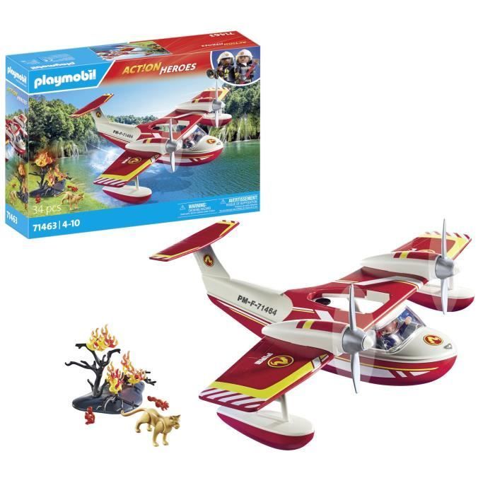 PLAYMOBIL 71463 Hydravion avec pompier - Action Heroes - Les pompiers - Dès 4 ans