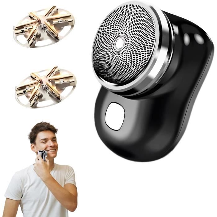 Rasoir Electriques Hommes, Mini Rasoir Electrique Portable Rechargeable, Tondeuse Barbe Homme, Mini Rasoir de Voyage avec 3