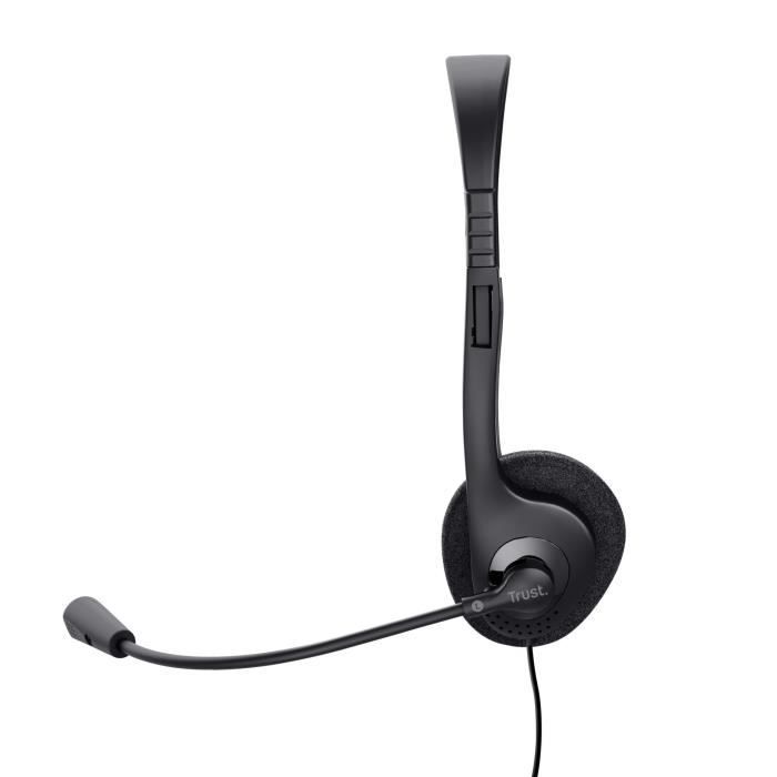 Auriculares supraaurales ligeros Trust Primo con micrófono de 3,5 mm, cable de 1,8 m y cable ajustable para trabajo remoto, chat de oficina y Zoom.