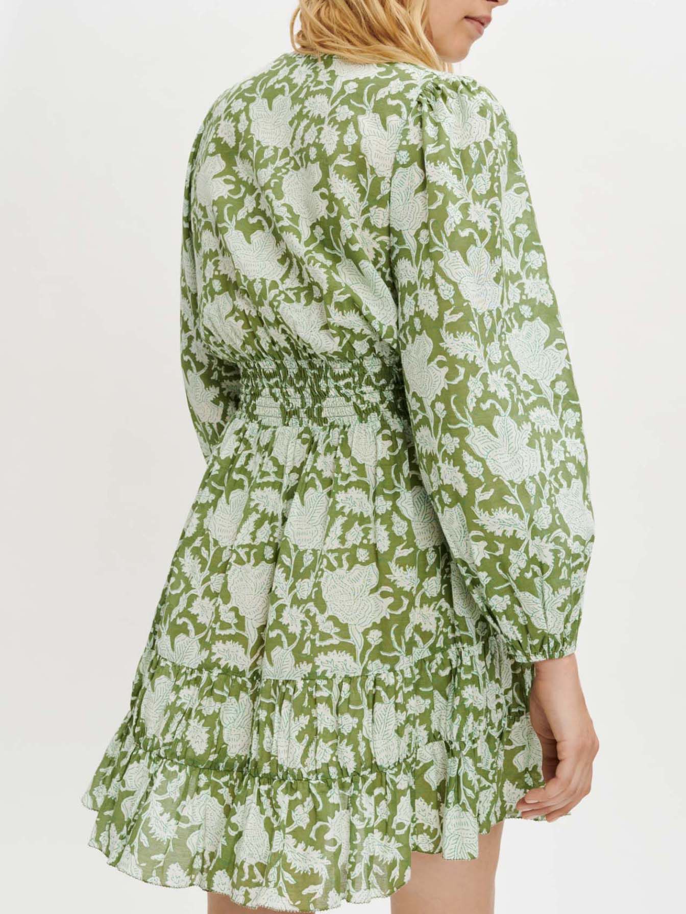 Rochie din bumbac cu imprimeu - Verde