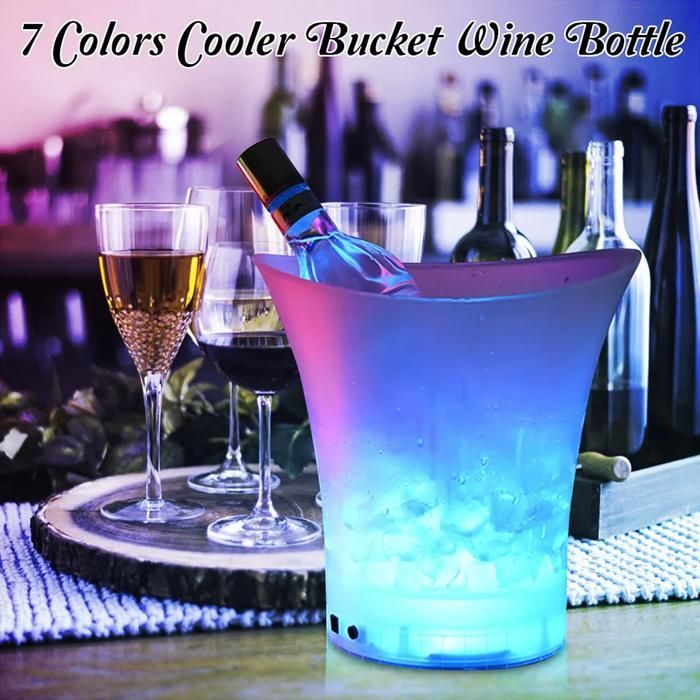 Seau à glace lumineux LED de 5 litres, 3 paquets, 7 couleurs changeantes, pour boissons, vin, KTV, Bar, lumières de fête