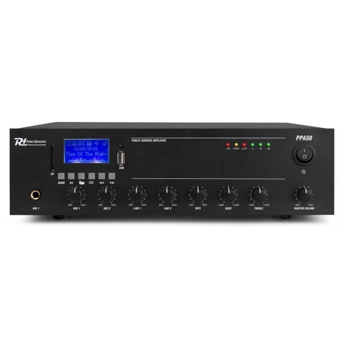 Amplifier Mixer - POWER DYNAMICS - PPA50 - 50W - Bluetooth - USB/SD with remote control