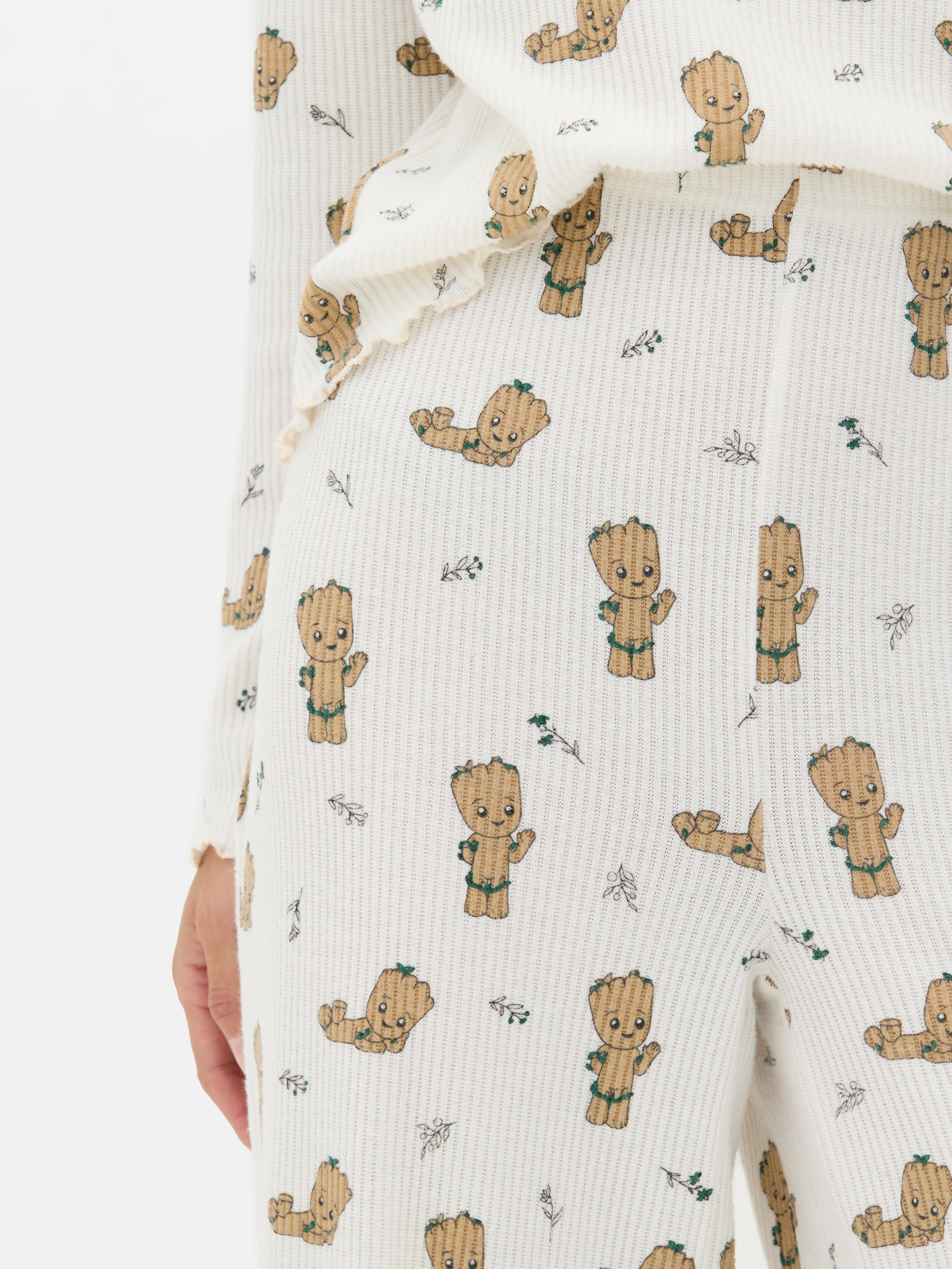 Pantaloni de pijama MARVEL Gardienii Galaxiei Groot Pantaloni de pijama lungi Marvel cu talie elastică și manșete festonate