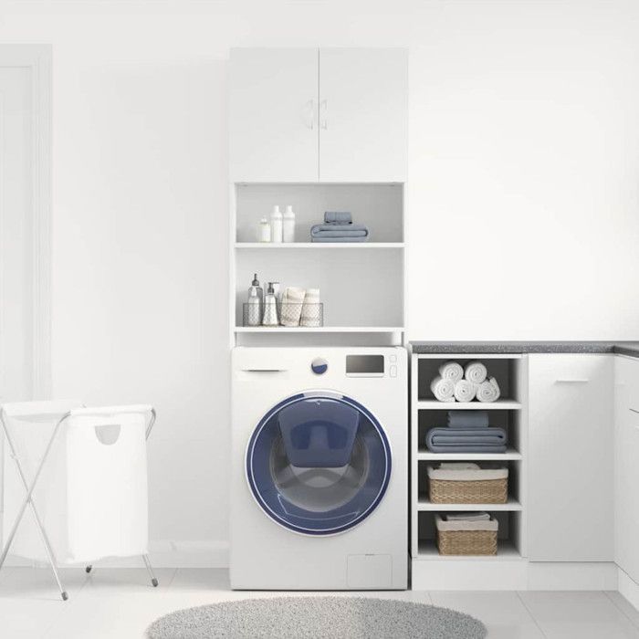 Mueble para lavadora de madera de ingeniería blanca