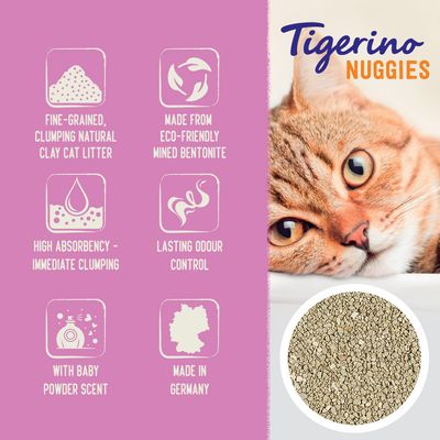 Tigerino Nuggies kattenbakvulling – geur van babypoeder