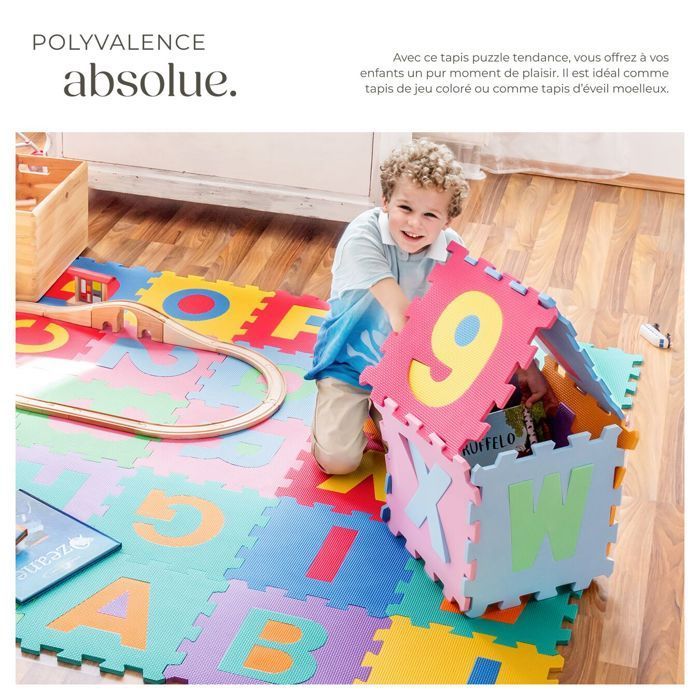 Playmat - TECTAKE - Foam puzzle mat for children, 86 pieces - 180 cm x 180 cm x 1 cm - Multicoloured