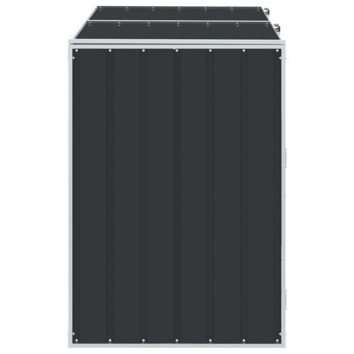 vidaXL Rangement à roulettes pour poubelles pour deux bacs acier, rangement de poubelles, rangement de poubelles de jardin, 4006177