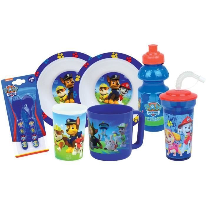 Tableware set - FUN HOUSE - PAW PATROL - Glass, 2 soup plates Ø16 cm, cutlery, water bottle, tumbler and mug