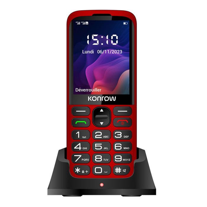 Mobiltelefon – KONROW – Senior 280 Next 4G – 2,8 Zoll – Dual-SIM – Ladestation
