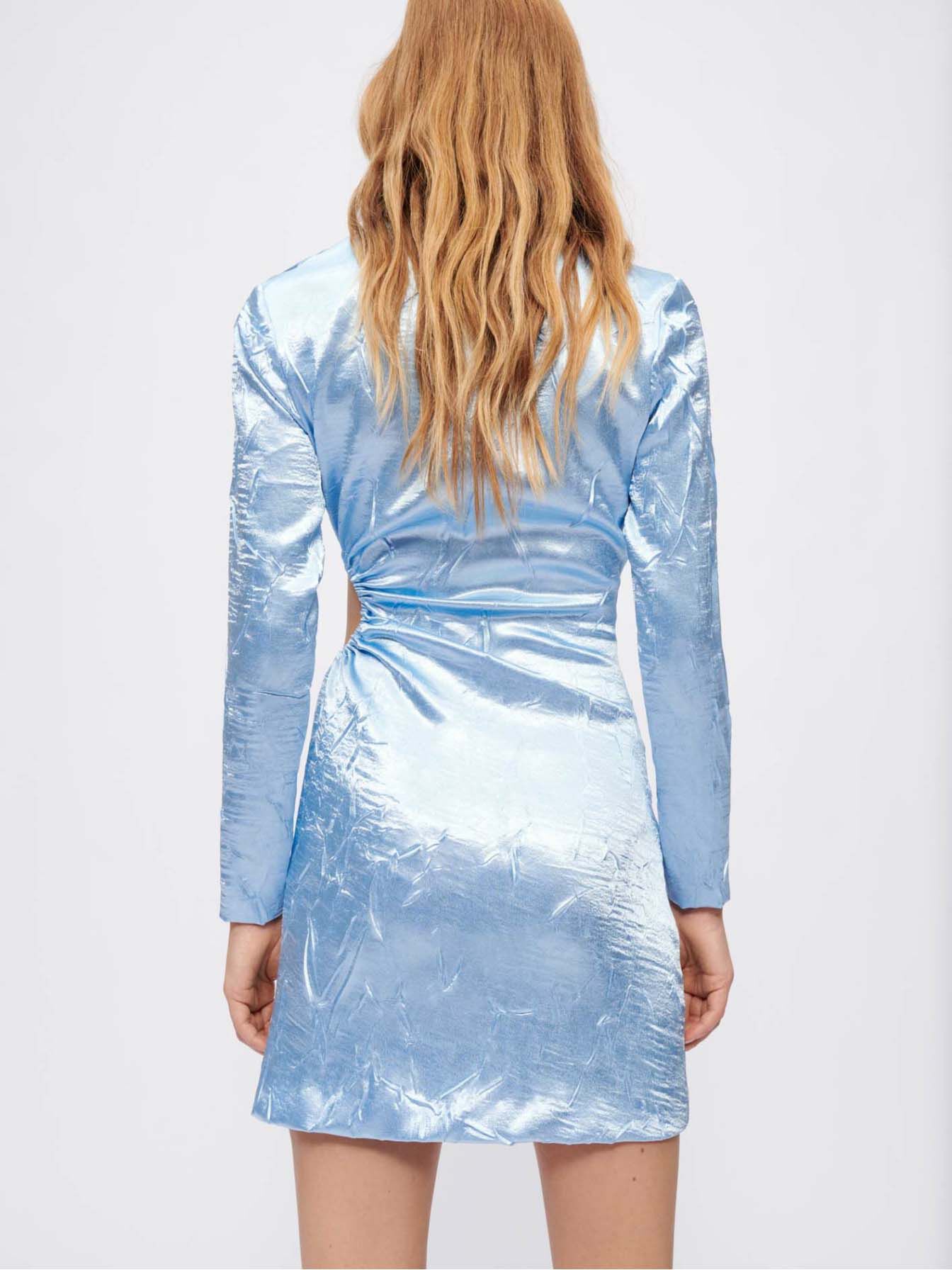 Rochie din satin mulată - Albastru deschis