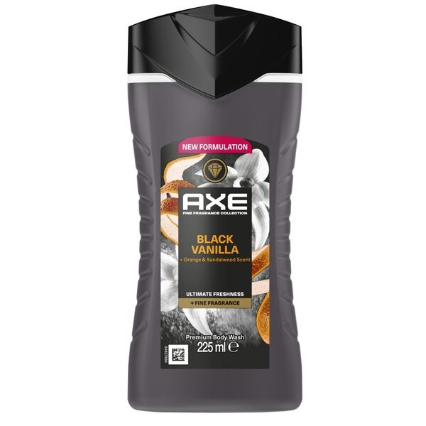 Axe smalkas smaržas dušas želeja ar melnu vaniļu, 225 ml