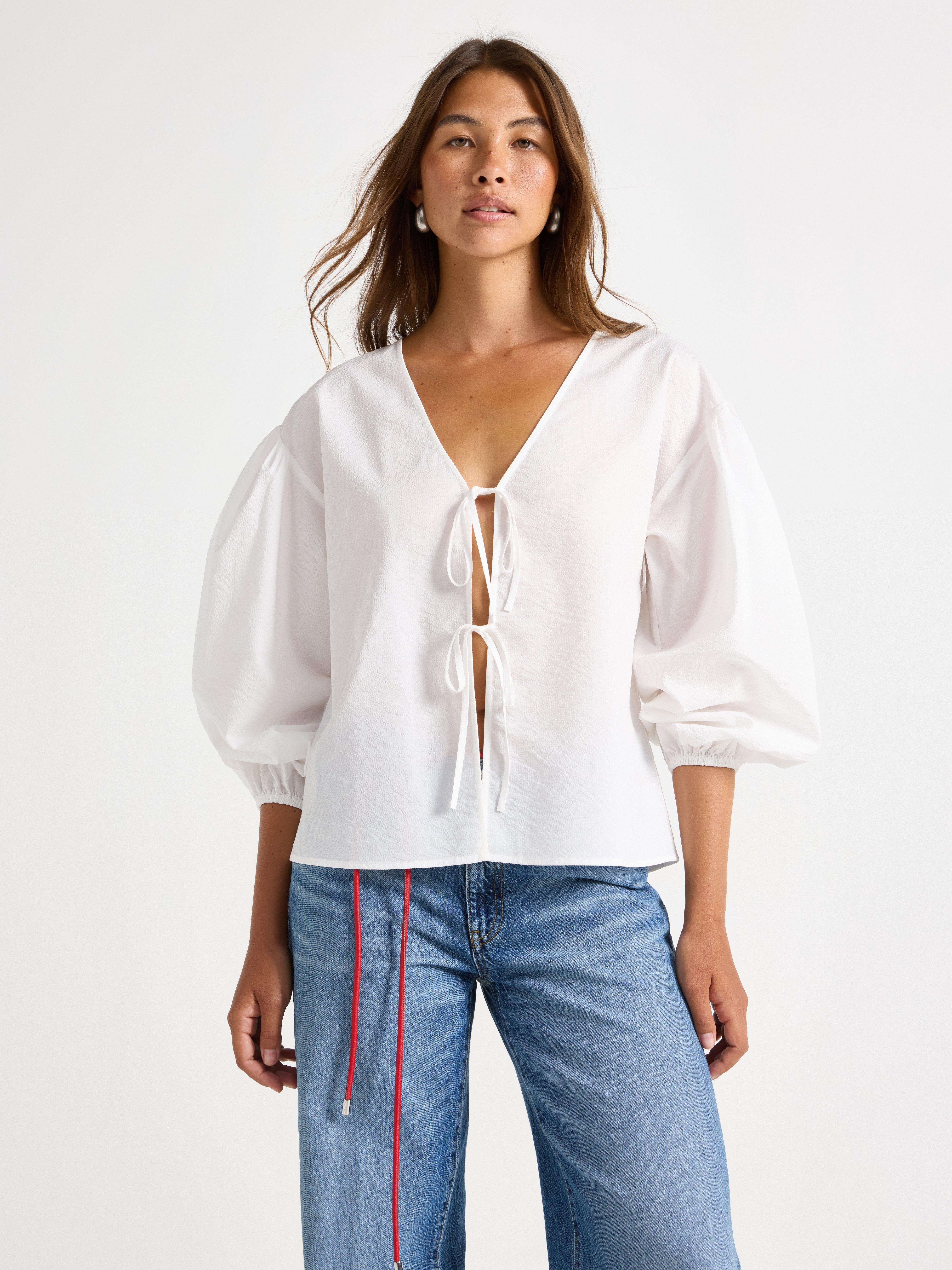 Bluse med knytedetaljer Off White