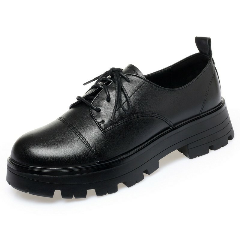 Zapatos Oxford de mujer de piel auténtica, nuevos, con cordones, talla grande, mocasines de plataforma para mujer.