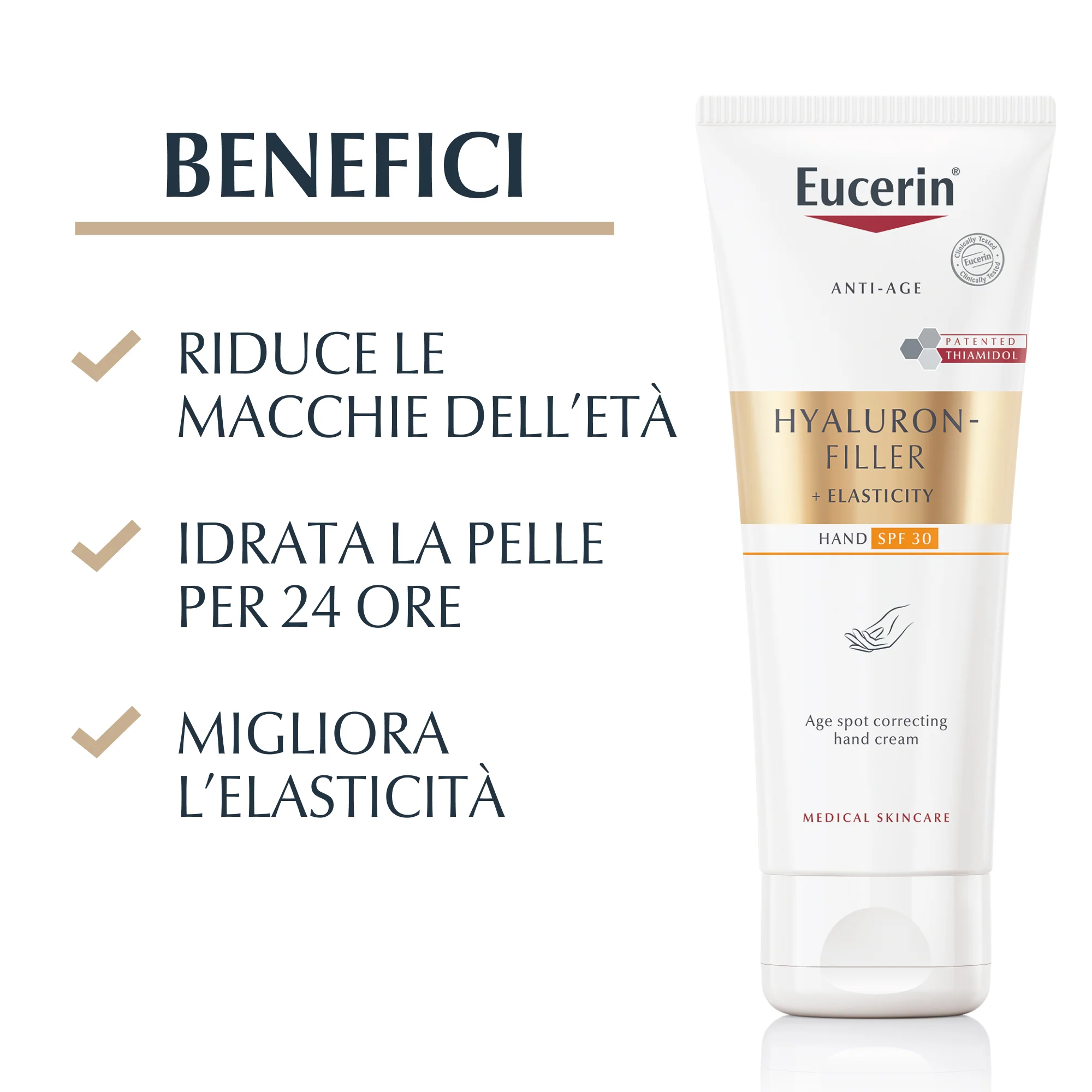 Hyaluron-Filler + Elasticity Crema Mani Anti-Età Anti-Macchie SPF30 - Tratt.mani Antietà Antimacchie