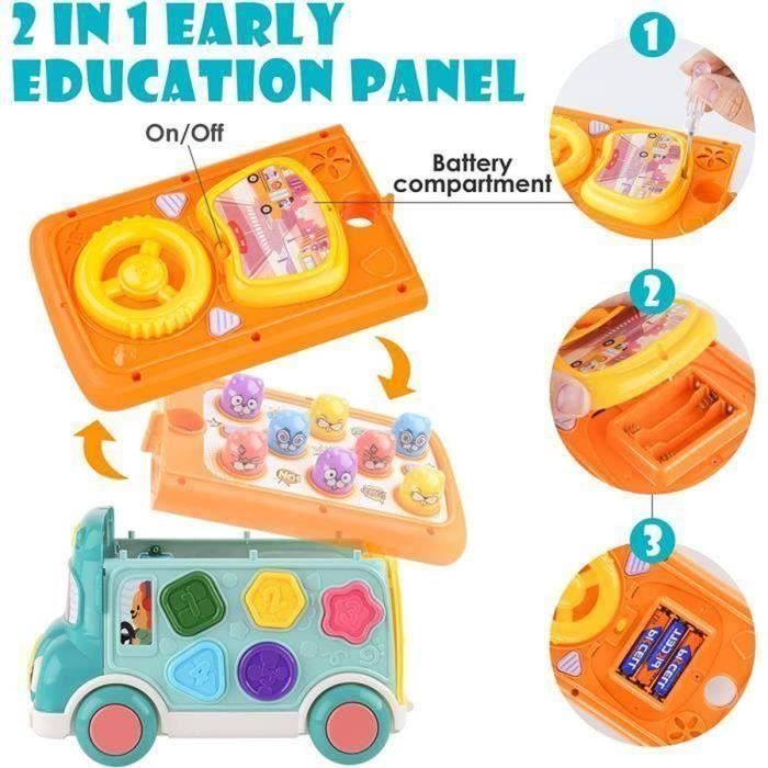 Huixin Jouet Musicaux 8 en 1 Jeu de La Taupe Jouet CamionJouet  Tirer Trieuse de Formes Jouets Dactivit pour Garon