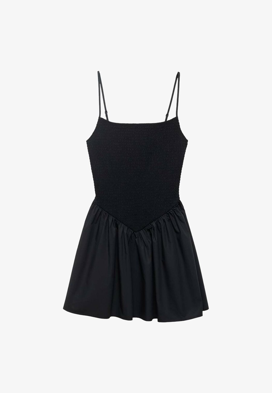 Mango COMBINED GATHERED - Jersey jurk - zwart