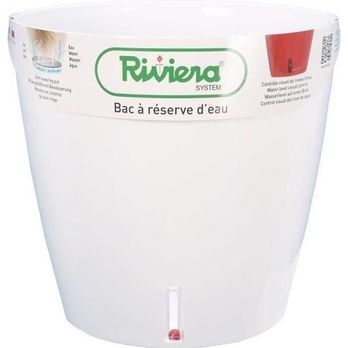 Round flower pot - RIVIERA - Eva New - Plastic - Ø 30 x H 27.5 cm - 14.5 L - White