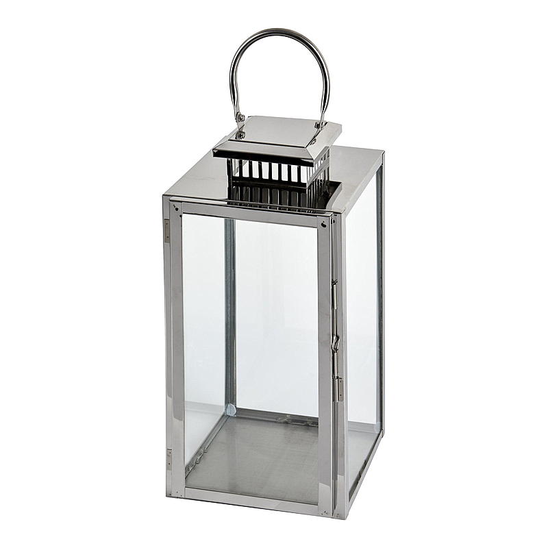 Lanterna domestica Agra 19x18x39 cm in acciaio inox