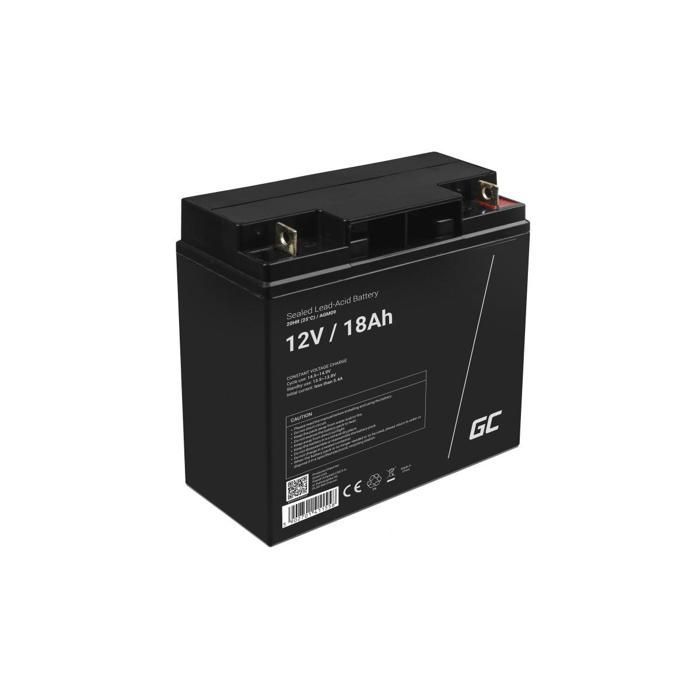 Batterie AGM - Green Cell - 12V 18Ah - Fuite d'électrolyte empêchée - Entretien gratuit - Applications variées